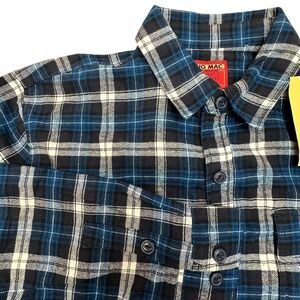 Big Mac Shirt Mens Large Blue Plaid Flannel Long Sleeve Button Up Workwear